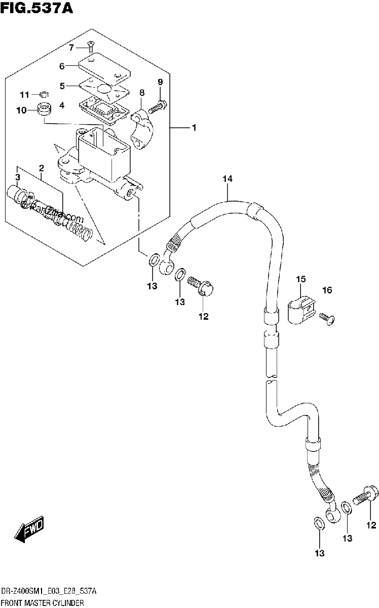 Diagrama de FRONT MASTER CYLINDER DR Z400S
