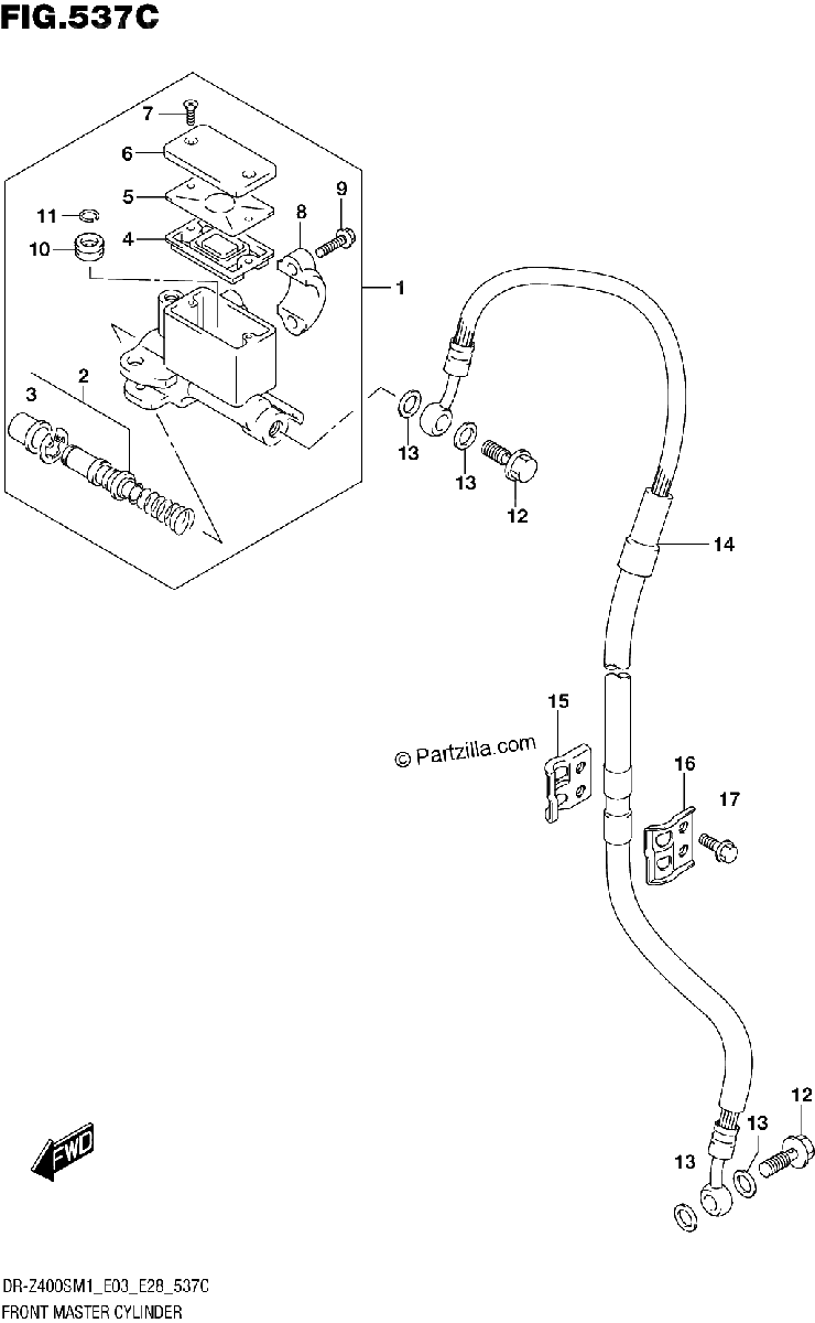 Diagrama de FRONT MASTER CYLINDER DR Z400SM