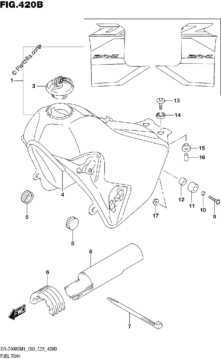 Diagrama de FUEL TANK DR Z400SM E33