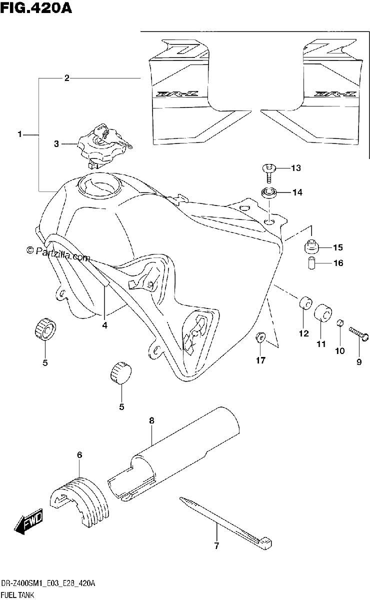 Diagrama de FUEL TANK DR Z400SM