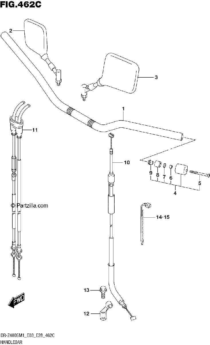 Diagrama de HANDLEBAR DR Z400SM