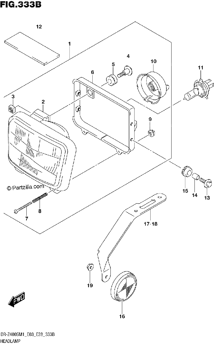 Diagrama de HEADLAMP DR Z400SM