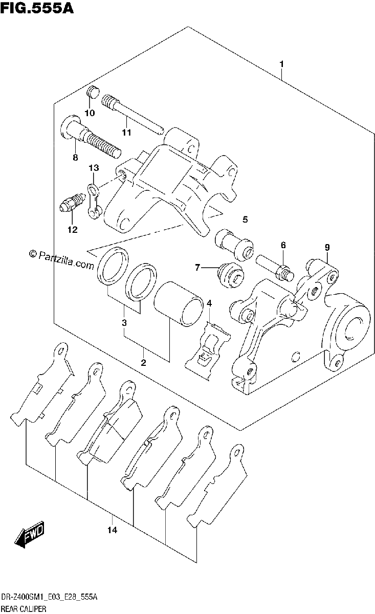 Diagrama de REAR CALIPER DR Z400S