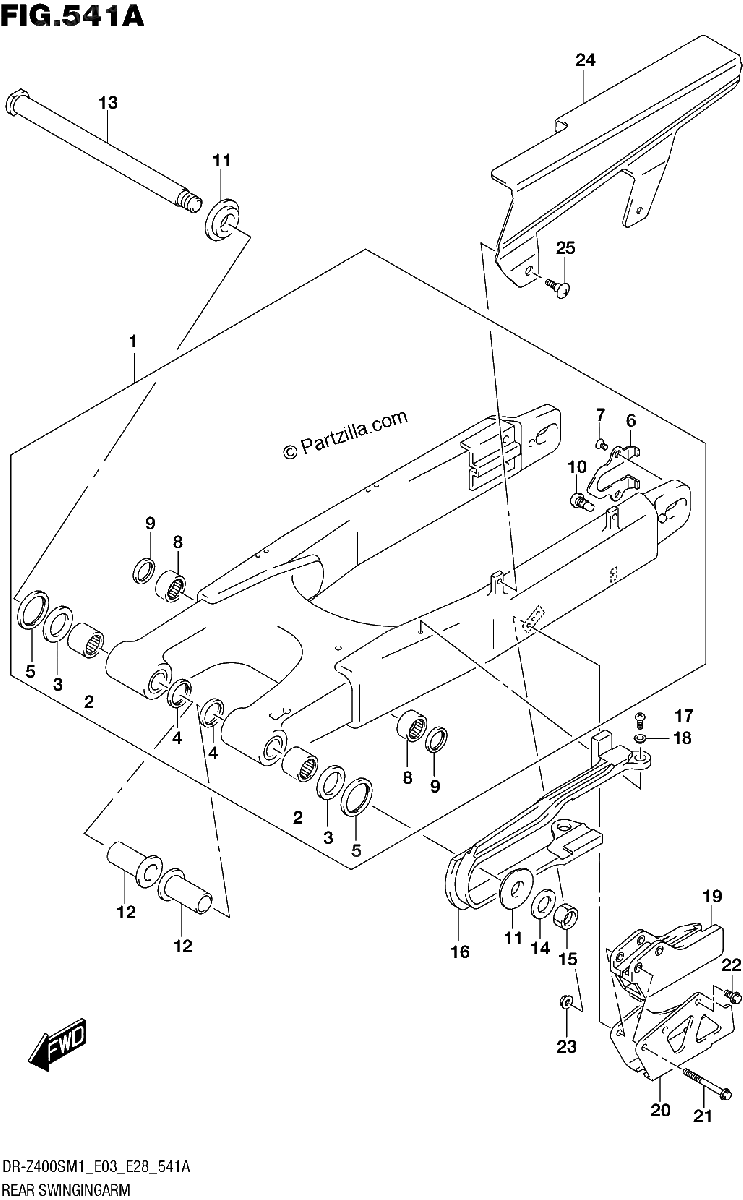Diagrama de REAR SWINGINGARM DR Z400S