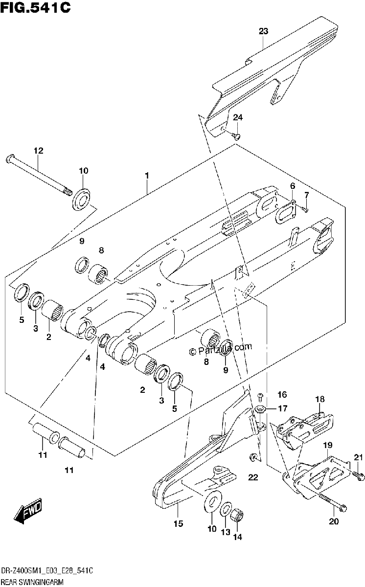 Diagrama de REAR SWINGINGARM DR Z400SM