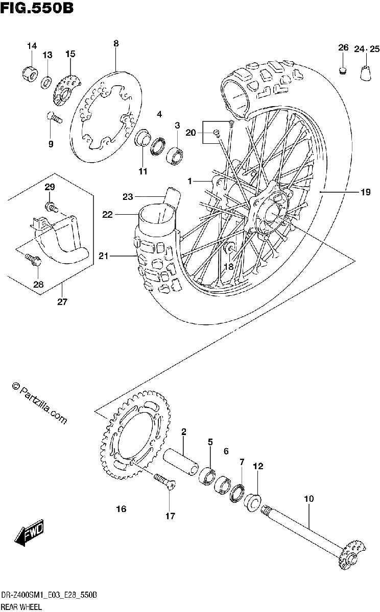 Diagrama de REAR WHEEL DR Z400S