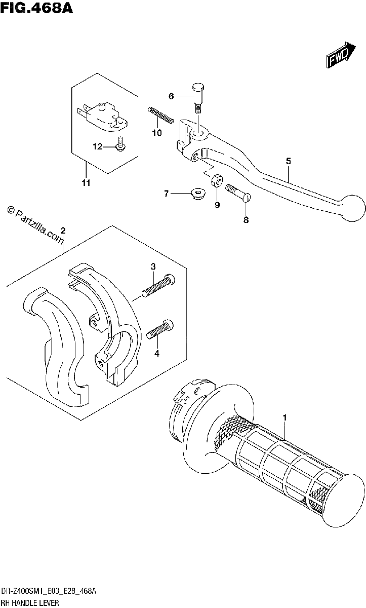 Diagrama de RH HANDLE LEVER