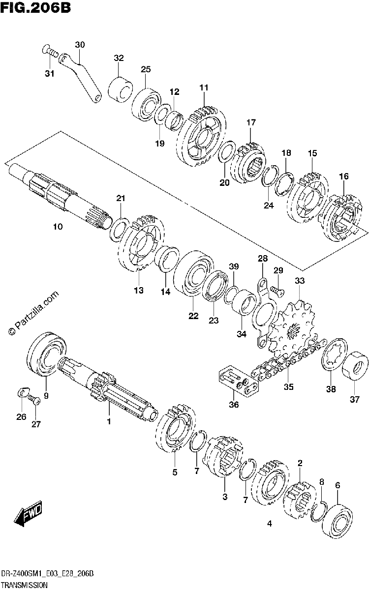 Diagrama de TRANSMISSION DR Z400SM