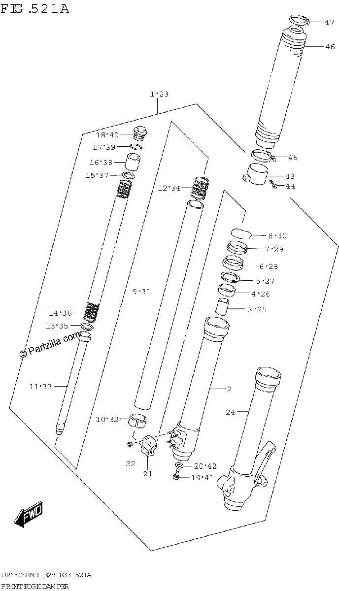 Diagrama de FRONT FORK DAMPER