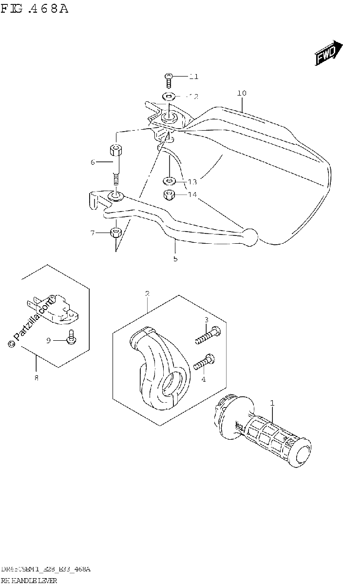 Diagrama de RH HANDLE LEVER