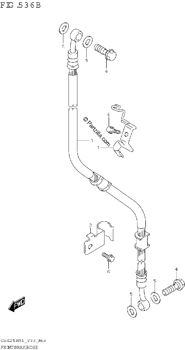 Diagrama de FRONT BRAKE HOSE GSX250R