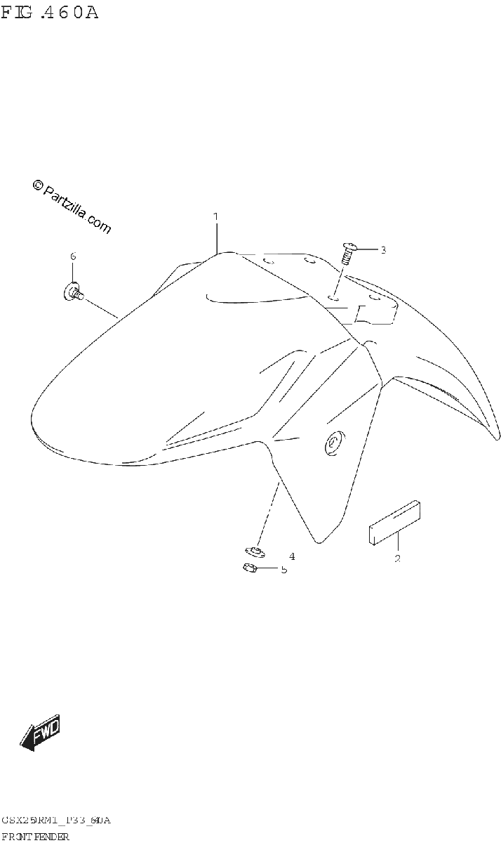 Diagrama de FRONT FENDER GSX250R