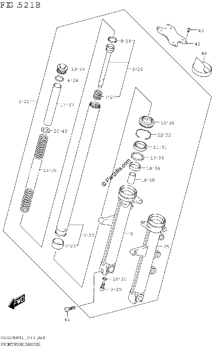 Diagrama de FRONT FORK DAMPER GSX250R