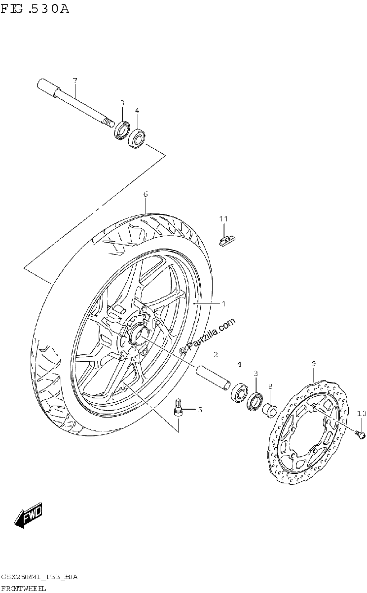 Diagrama de FRONT WHEEL GSX250R