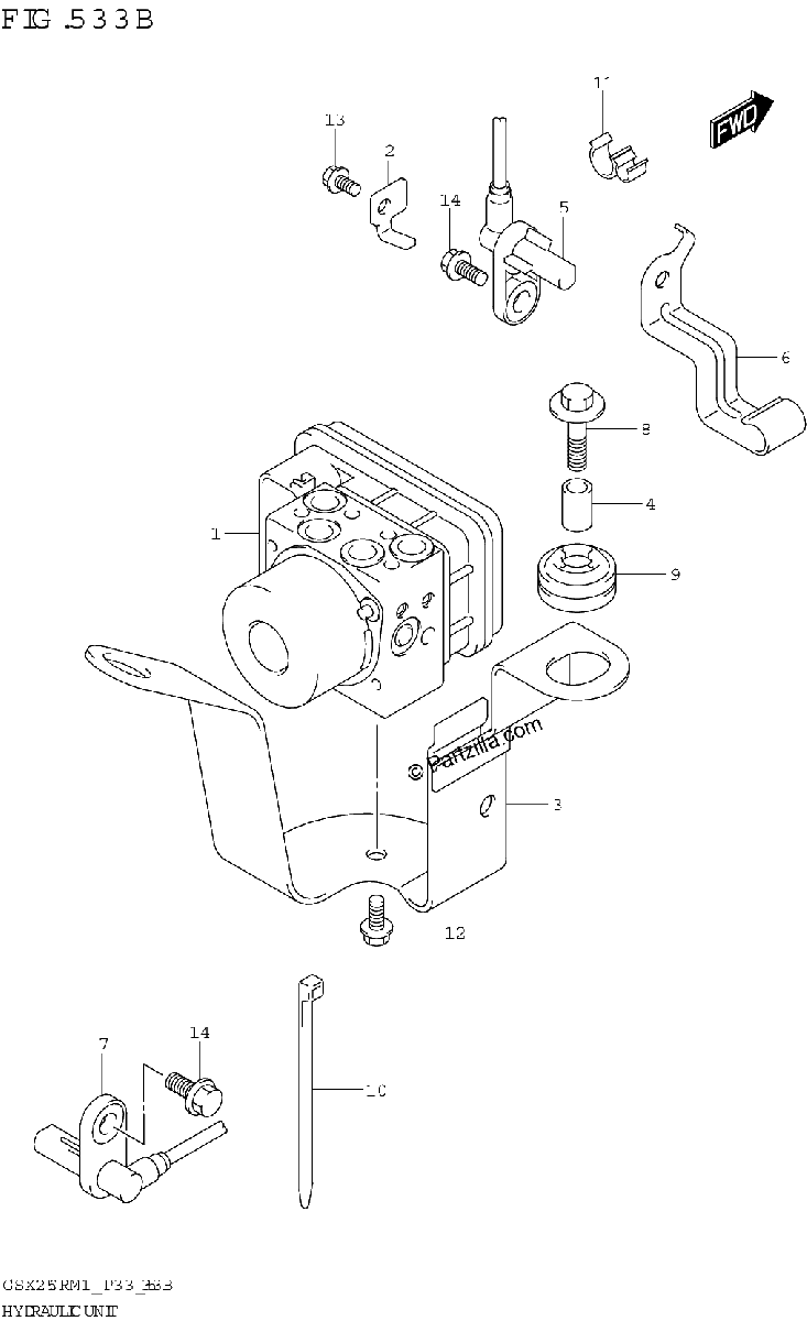 Diagrama de HYDRAULIC UNIT GSX250RA