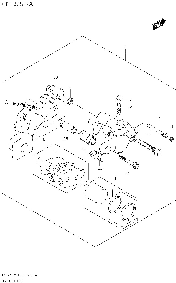 Diagrama de REAR CALIPER GSX250R