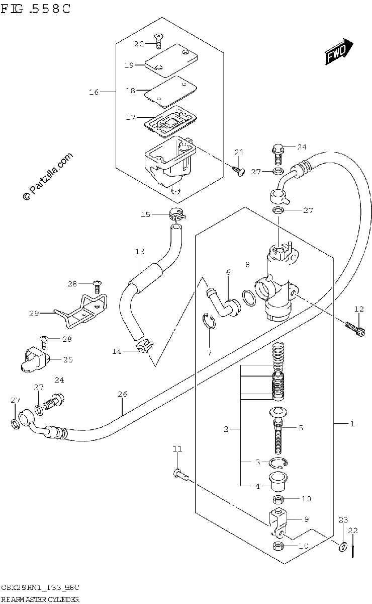 Diagrama de REAR MASTER CYLINDER GSX250R