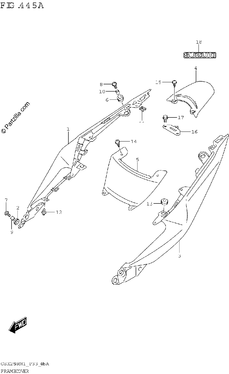 Diagrama de FRAME COVER GSX250R