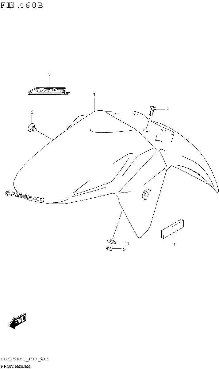 Diagrama de FRONT FENDER GSX250RA