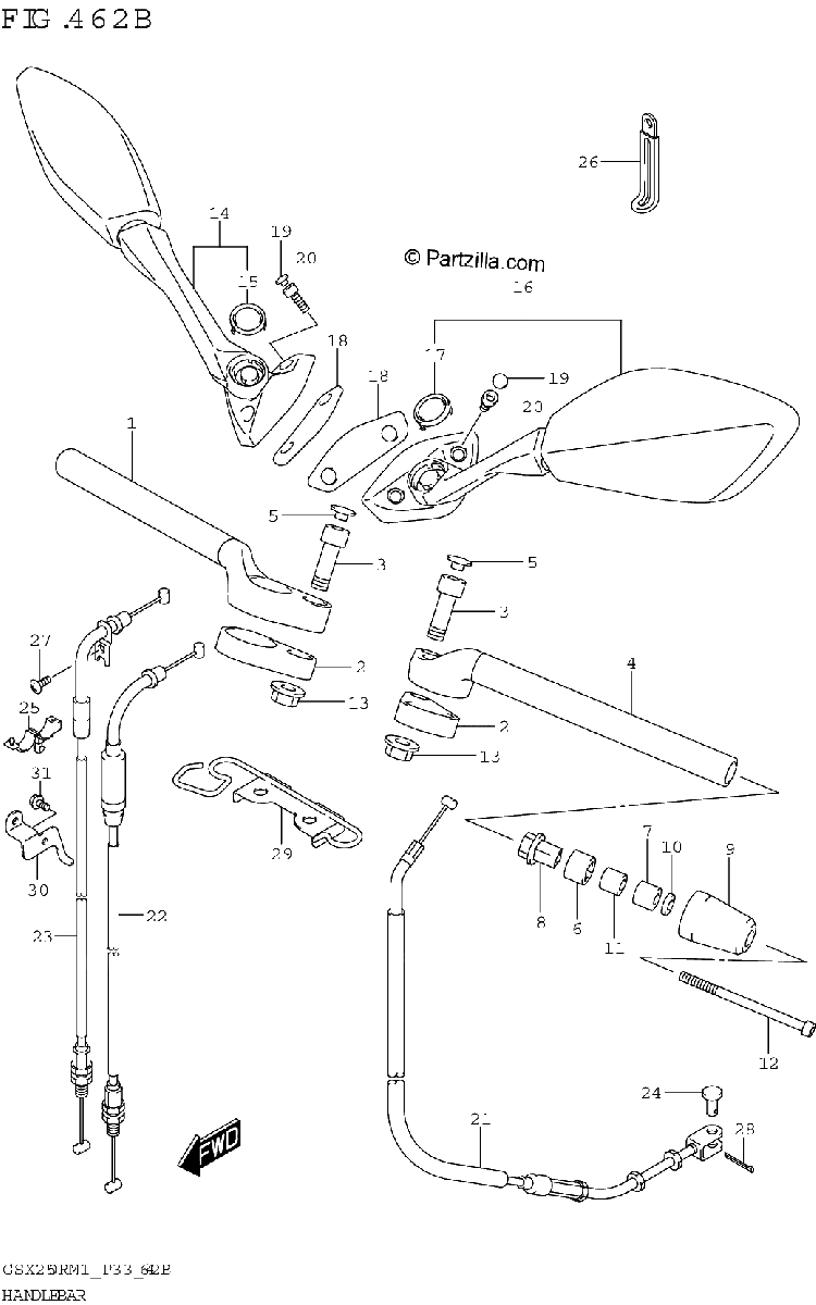Diagrama de HANDLEBAR GSX250R