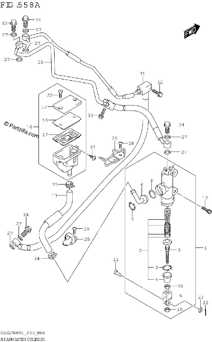 Diagrama de REAR MASTER CYLINDER GSX250RA