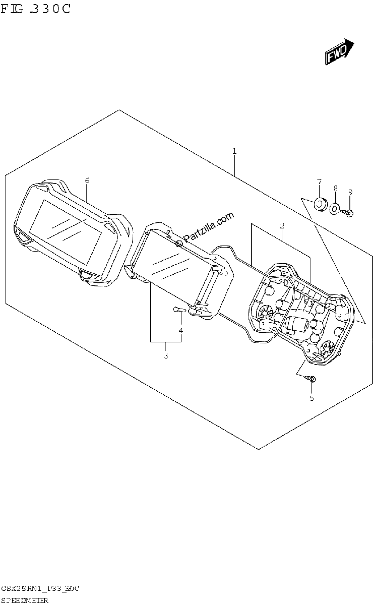 Diagrama de SPEEDOMETER GSX250RA