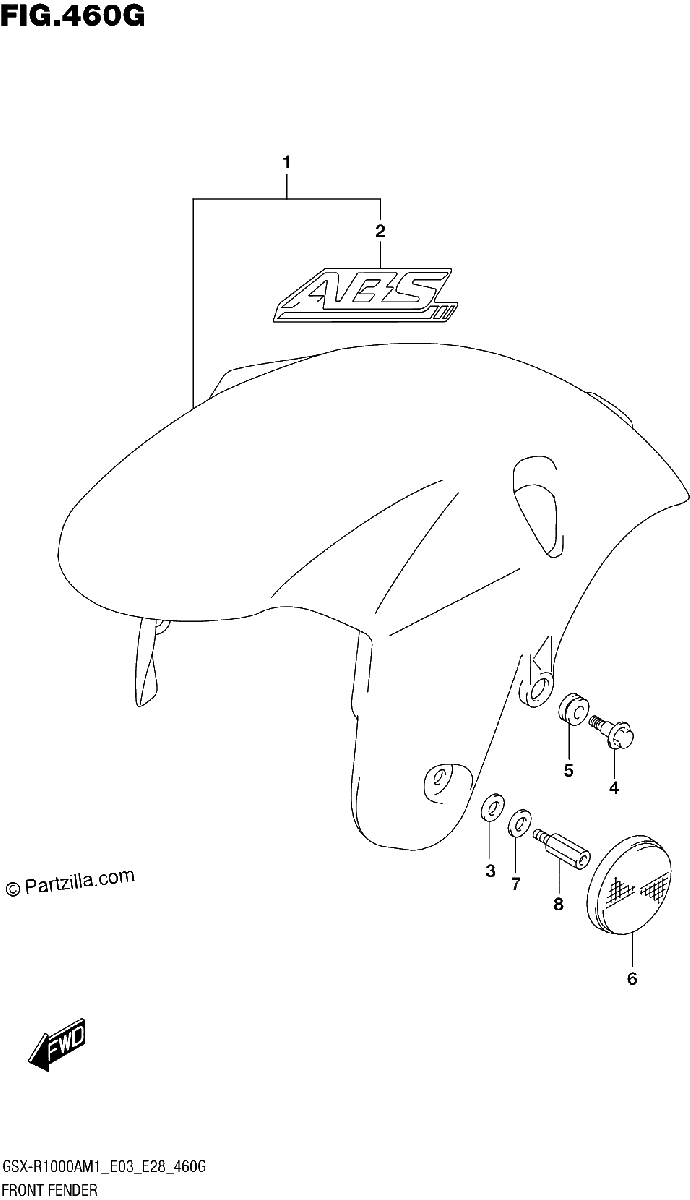 Diagrama de FRONT FENDER GSX R1000RZA