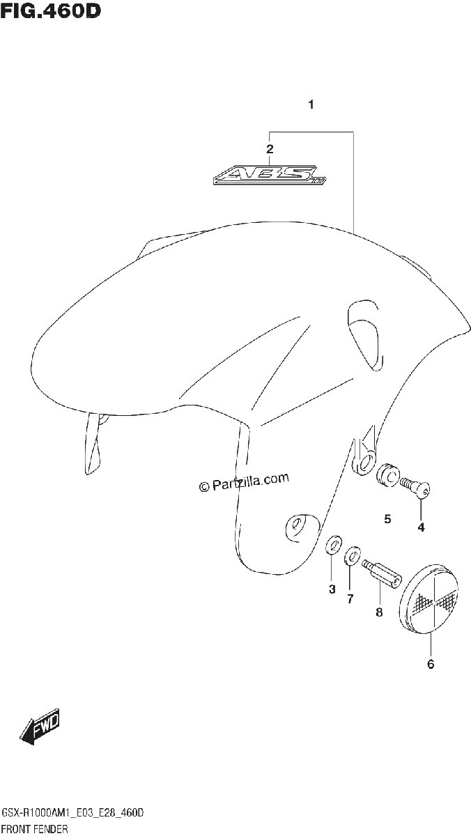 Diagrama de FRONT FENDER GSX R1000ZA
