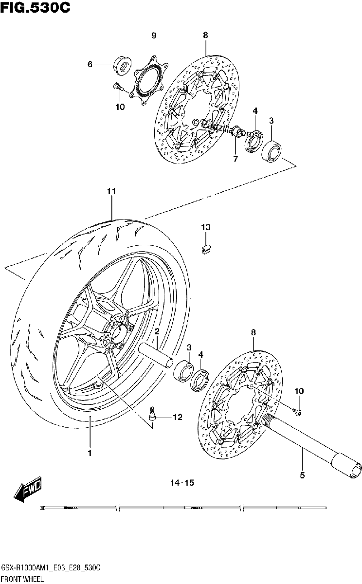 Diagrama de FRONT WHEEL GSX R1000RA