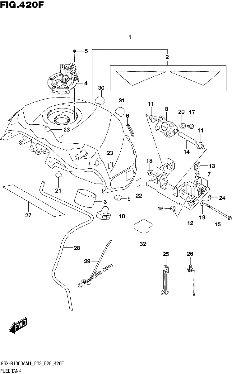 Diagrama de FUEL TANK GSX R1000ZA GSX R1000RZA E33