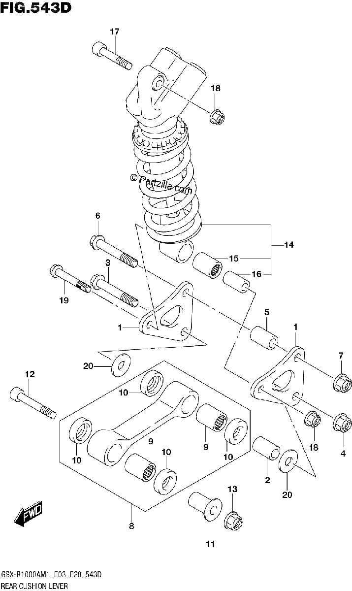 Diagrama de REAR CUSHION LEVER GSX R1000RA GSX R1000RZA