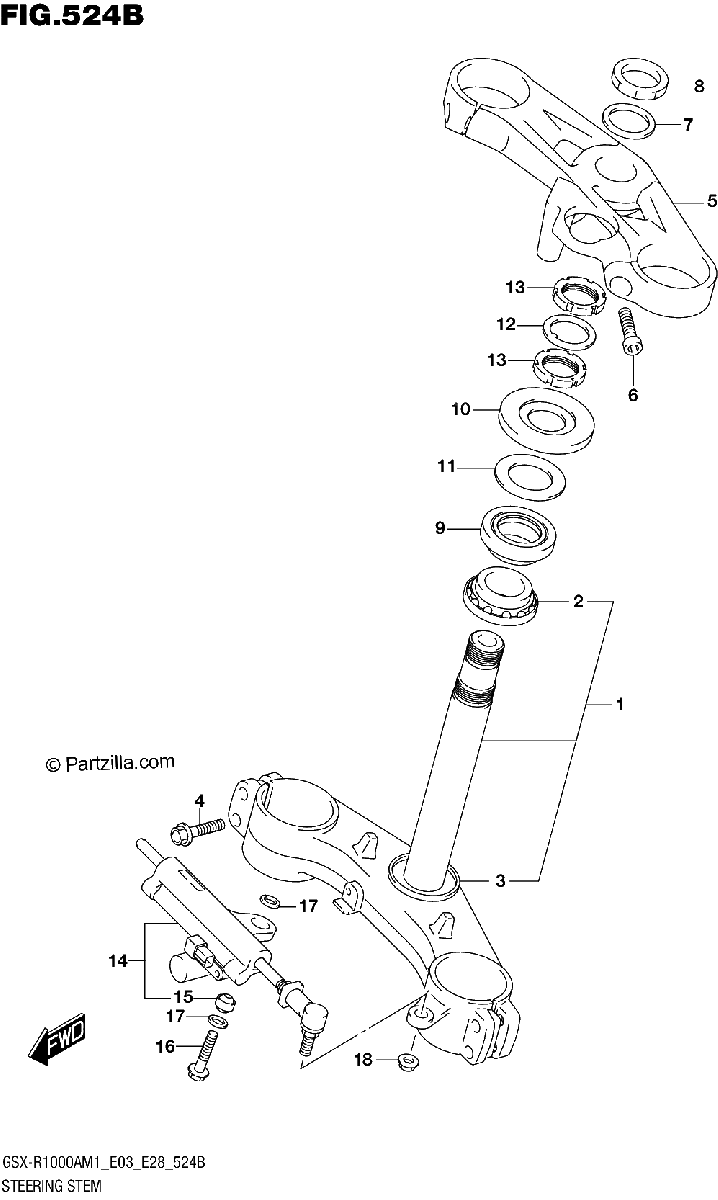 Diagrama de STEERING STEM GSX R1000RA GSX R1000RZA