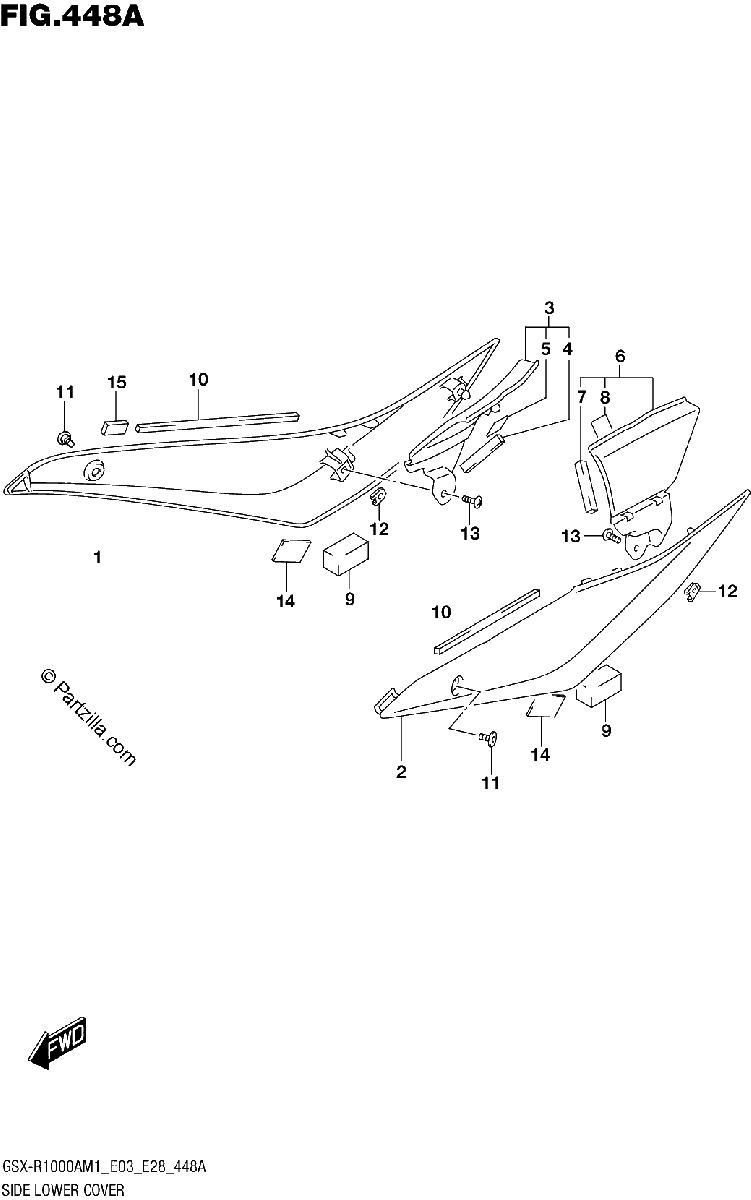 Diagrama de SIDE LOWER COVER GSX R1000A GSX R1000RA