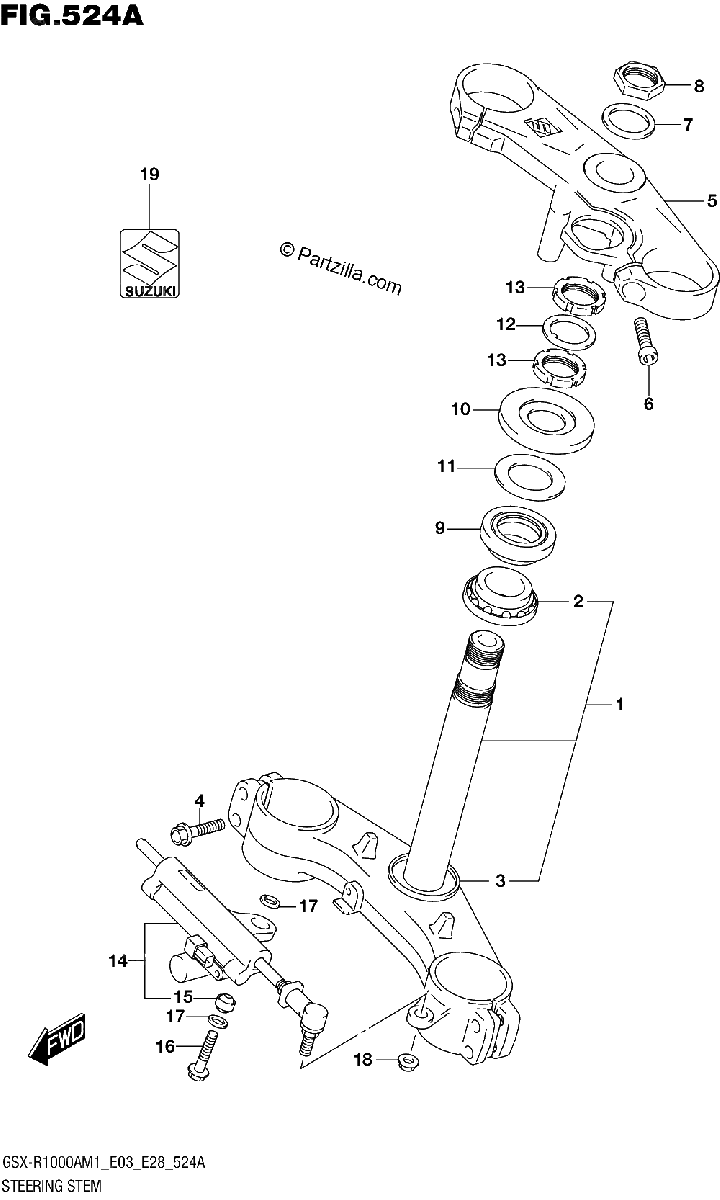 Diagrama de STEERING STEM GSX R1000A GSX R1000ZA