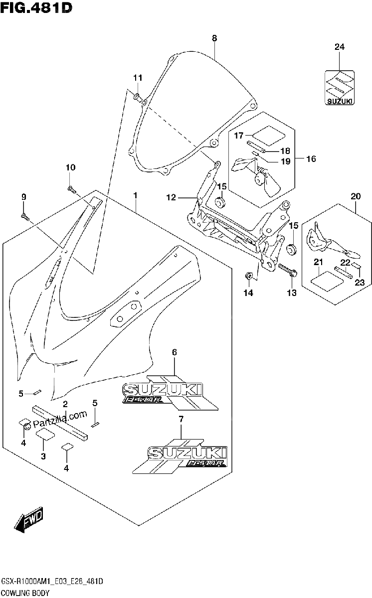 Diagrama de COWLING BODY GSX R1000RZA