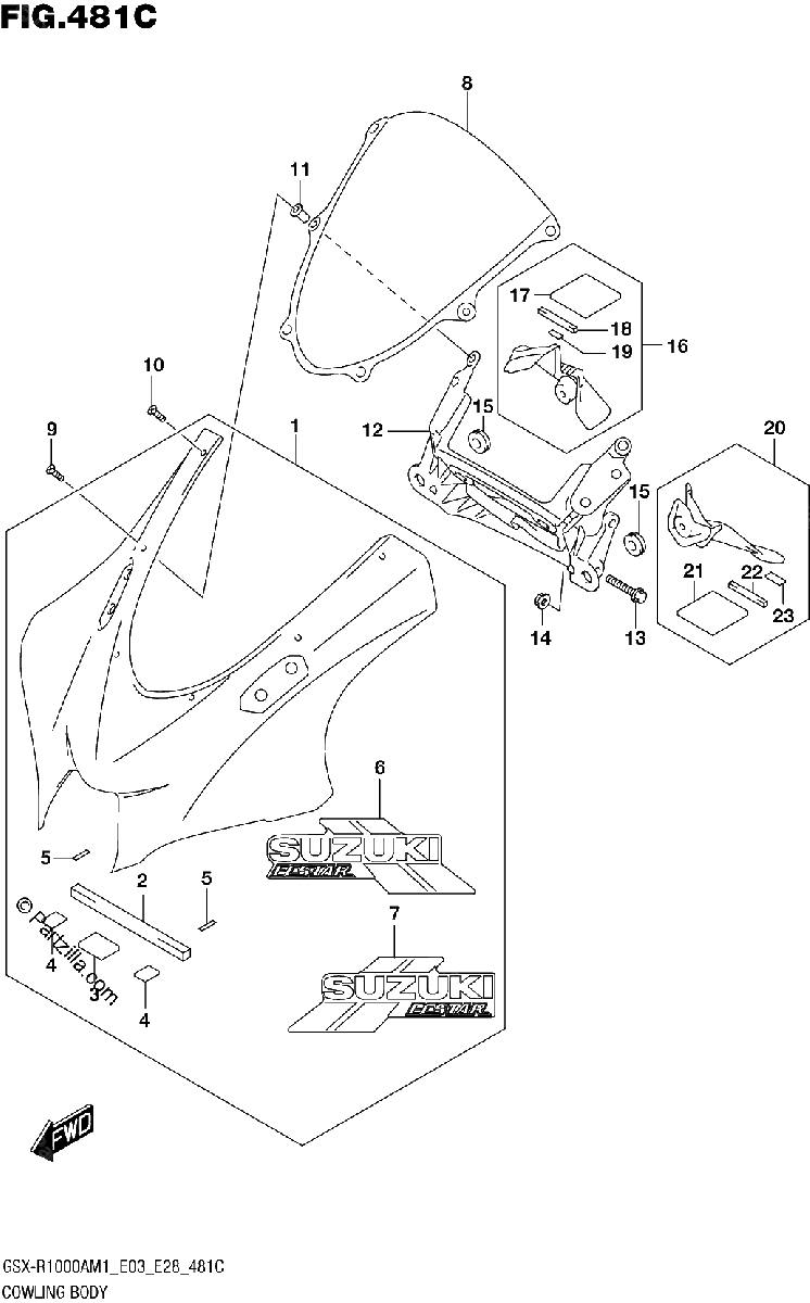 Diagrama de COWLING BODY GSX R1000ZA