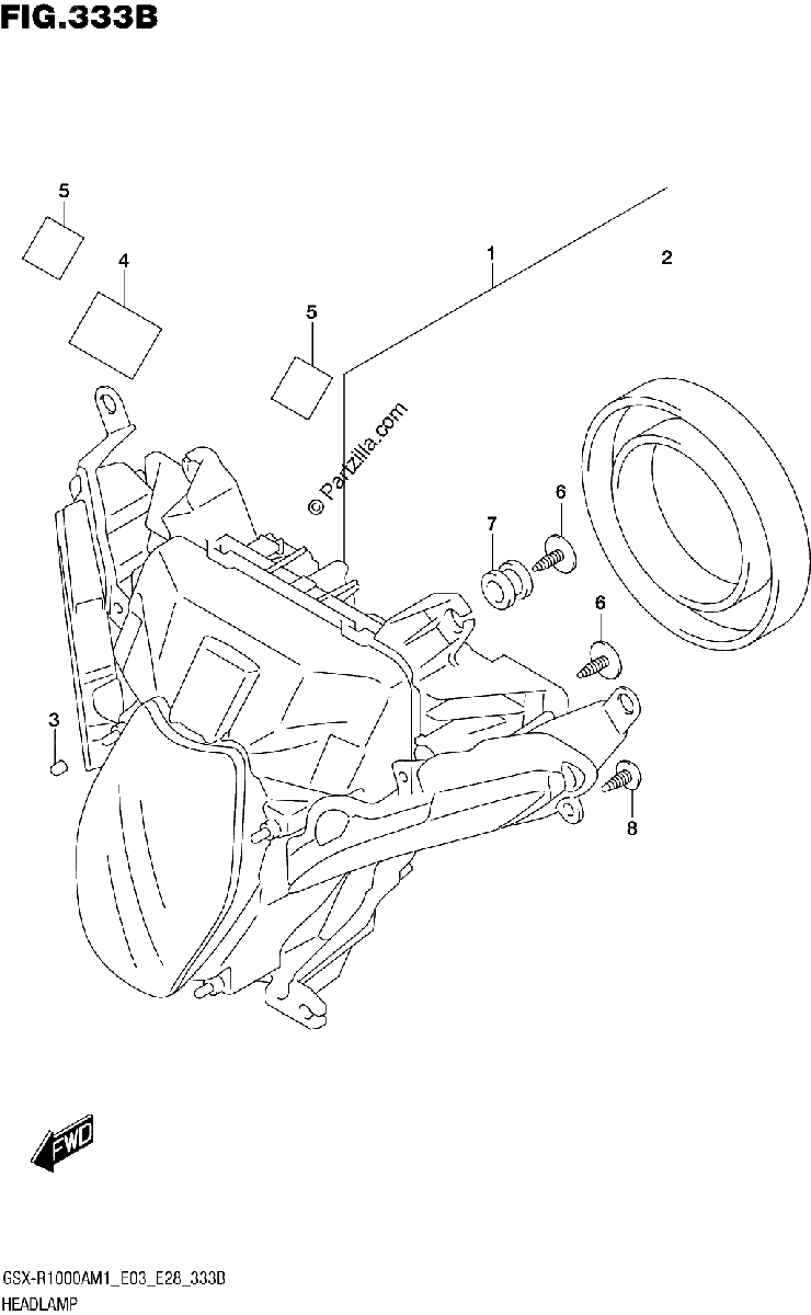 Diagrama de HEADLAMP GSX R1000RA GSX R1000RZA