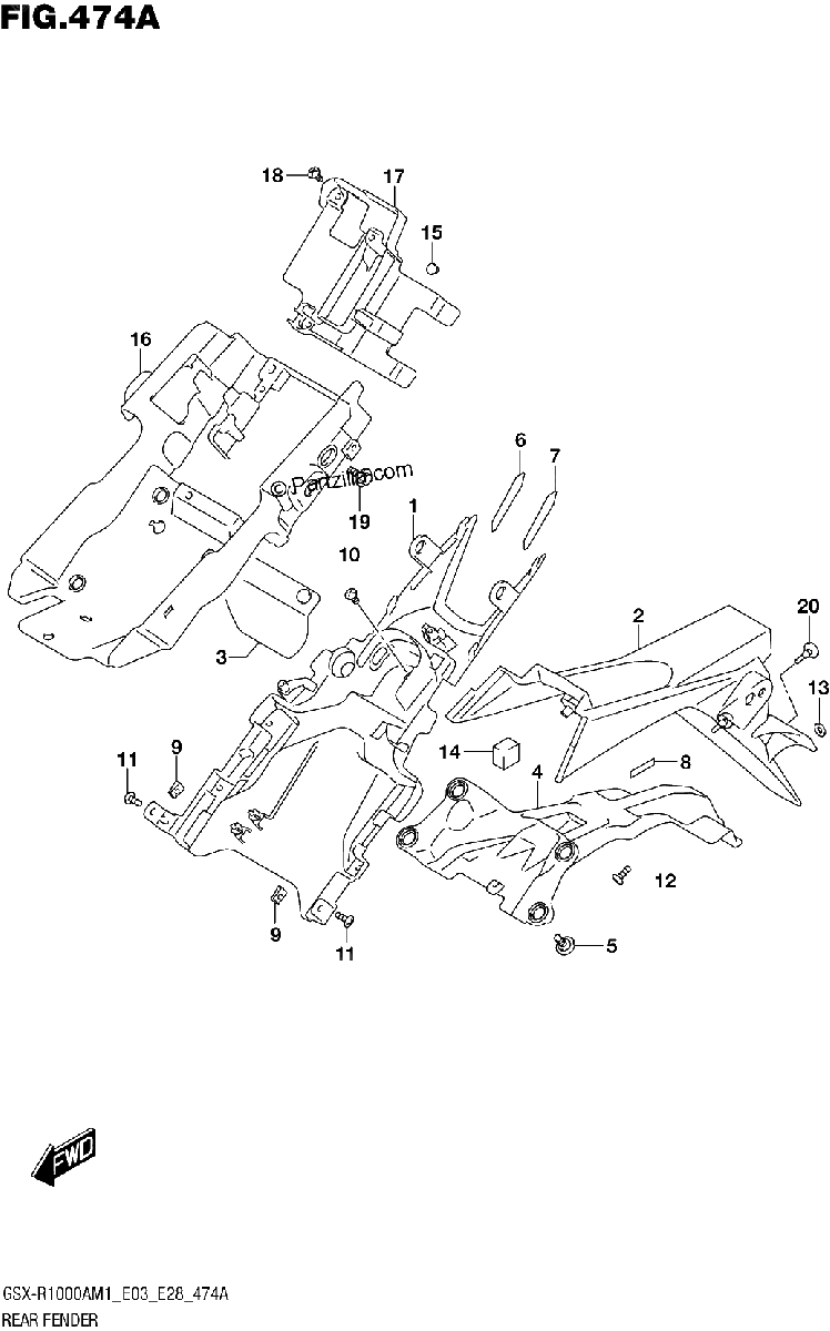 Diagrama de REAR FENDER