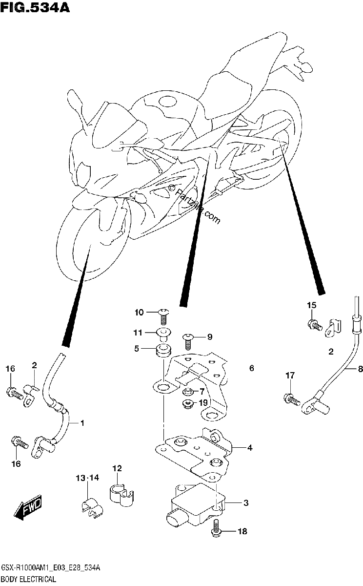 Diagrama de BODY ELECTRICAL GSX R1000A GSX R1000ZA