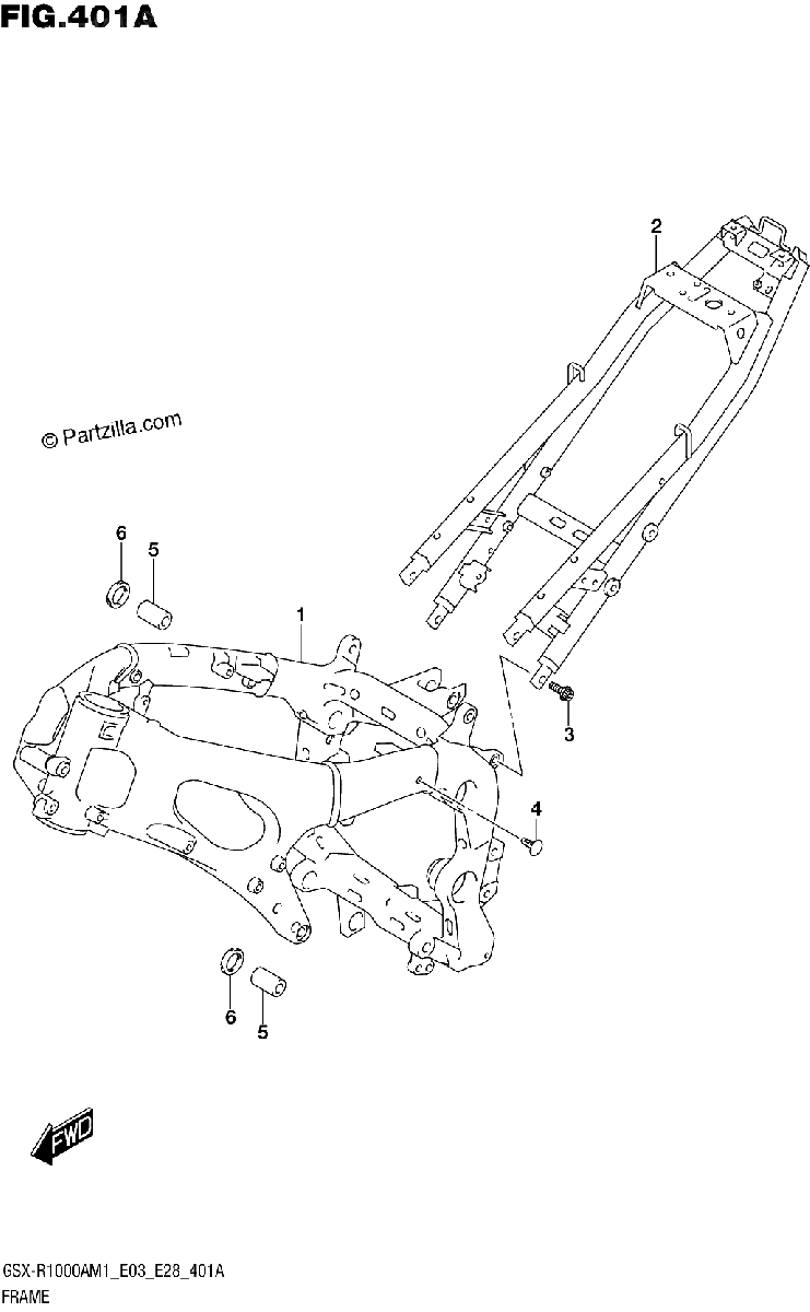 Diagrama de FRAME GSX R1000A GSX R1000ZA