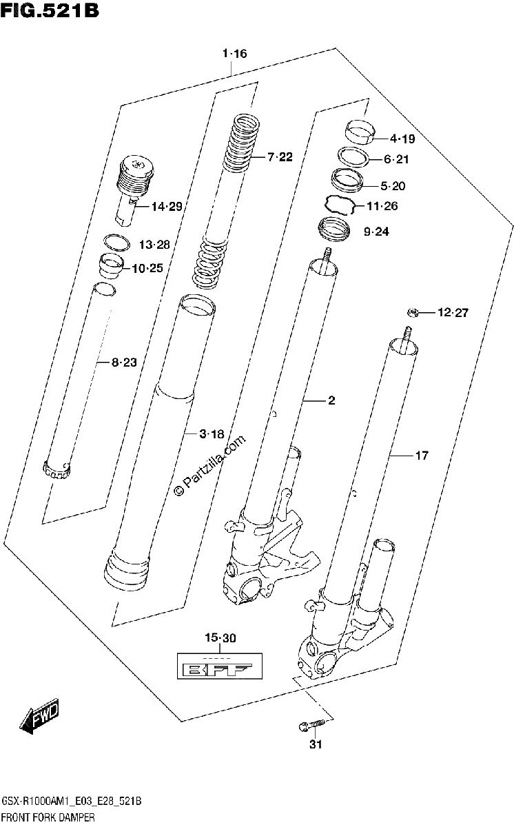 Diagrama de FRONT FORK DAMPER GSX R1000RA GSX R1000RZA
