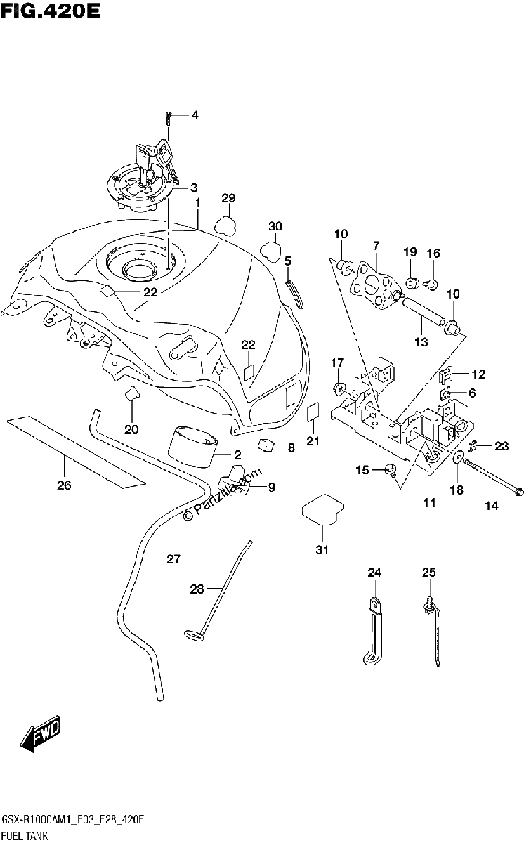 Diagrama de FUEL TANK GSX R1000A GSX R1000RA E33