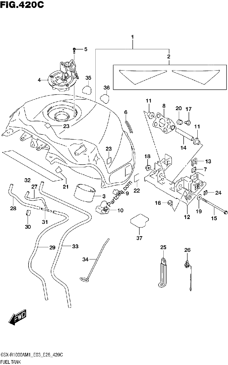 Diagrama de FUEL TANK GSX R1000ZA GSX R1000RZA E03 E28