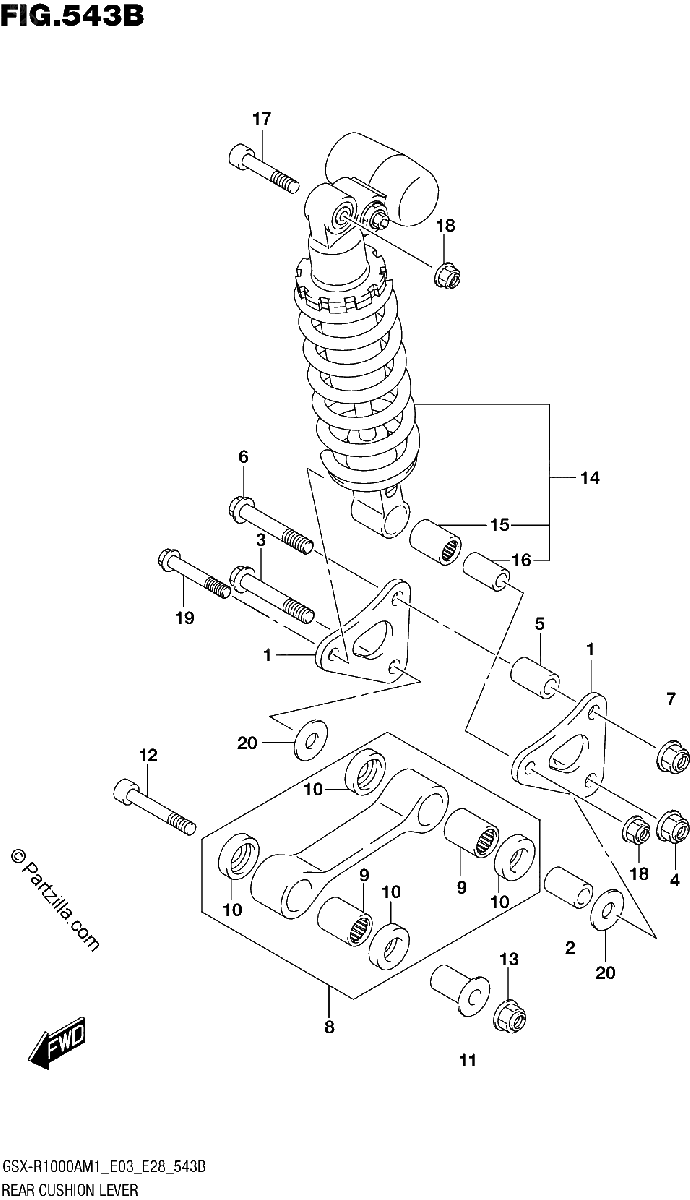 Diagrama de REAR CUSHION LEVER GSX R1000A GSX R1000ZA