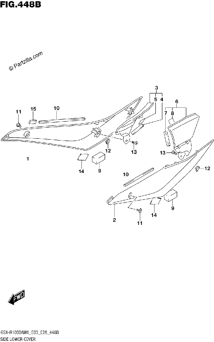 Diagrama de SIDE LOWER COVER GSX R1000ZA GSX R1000RZA