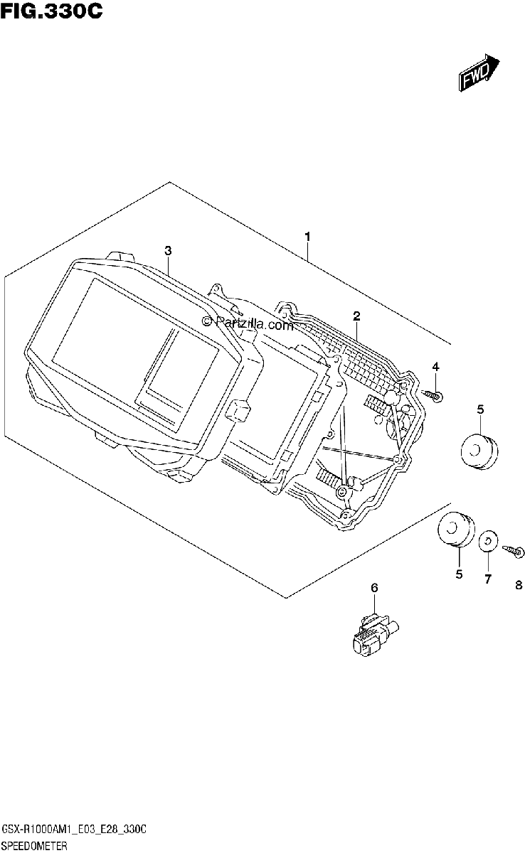 Diagrama de SPEEDOMETER GSX R1000A GSX R1000ZA E03 E33