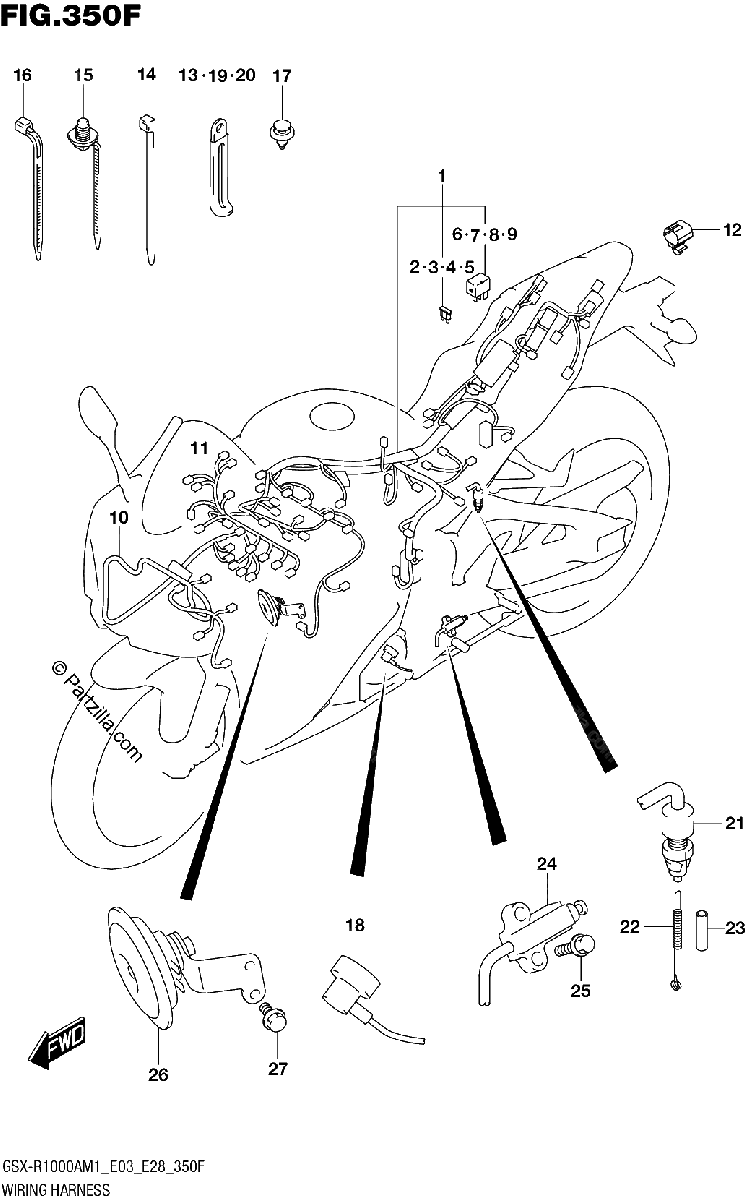 Diagrama de WIRING HARNESS GSX R1000RA GSX R1000RZA E33