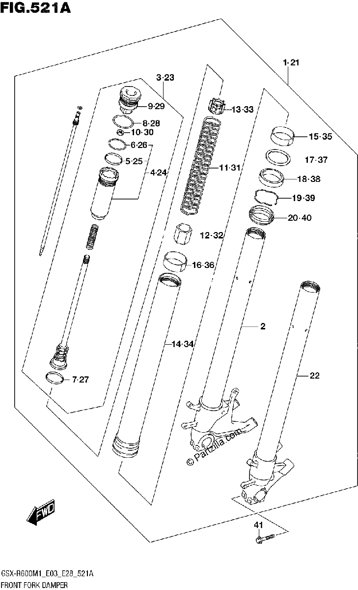 Diagrama de FRONT FORK DAMPER