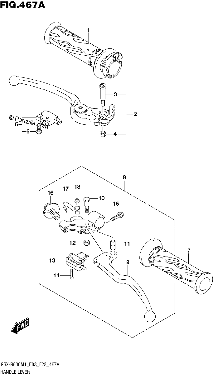 Diagrama de HANDLE LEVER
