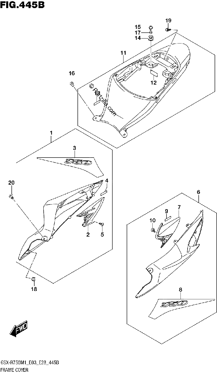 Diagrama de FRAME COVER GSX R750Z